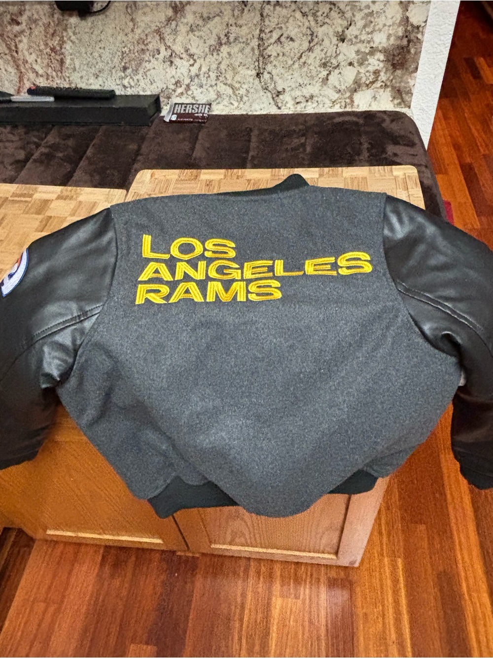 NFL Los Angeles Rams lettermanJacket Gray/Black S(8) Football Officially License